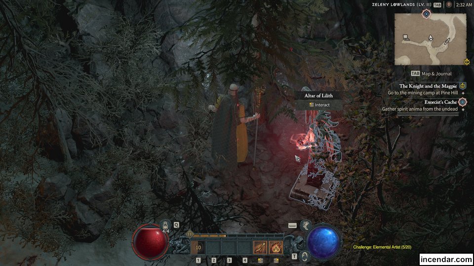 An Altar of Lilith location in Fractured Peaks hidden in trees Zeleny Lowlands Diablo 4