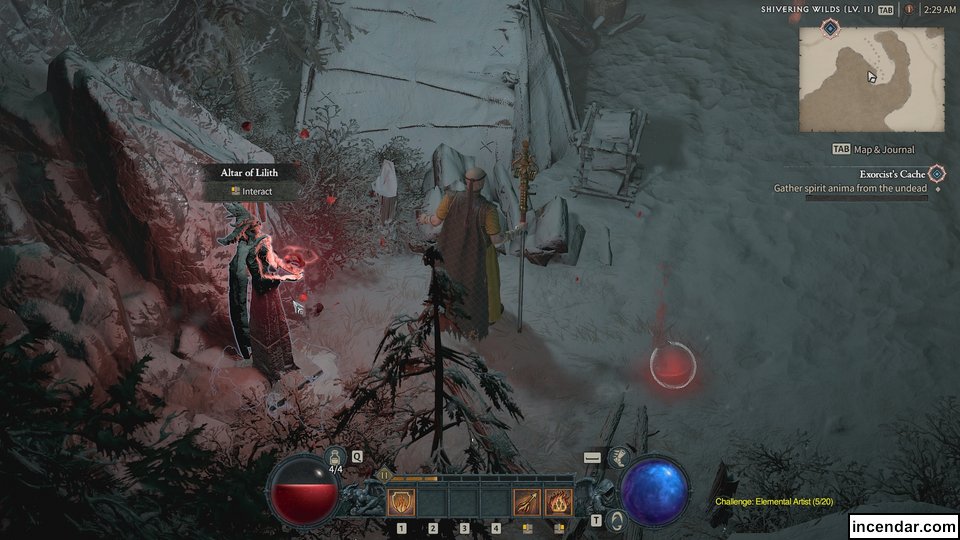 An Altar of Lilith location in Fractured Peaks Shivering Wilds Diablo 4