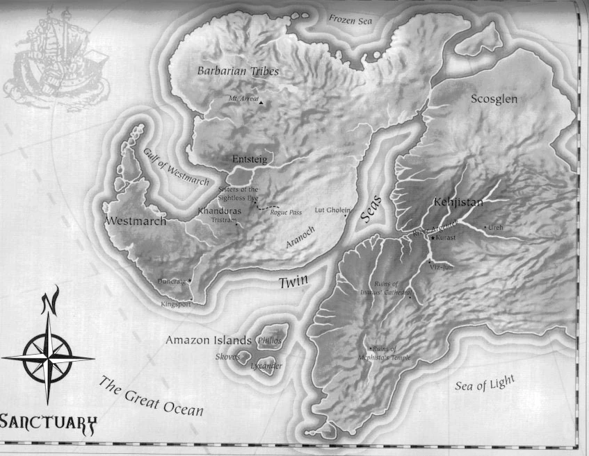 Diablo 4 Original Map of Sanctuary from Diablo 2 Release.