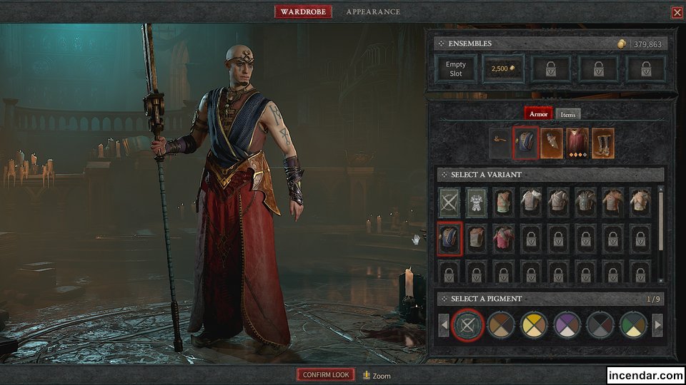 Example of a male Sorcerer mix and matching cosemetics set items