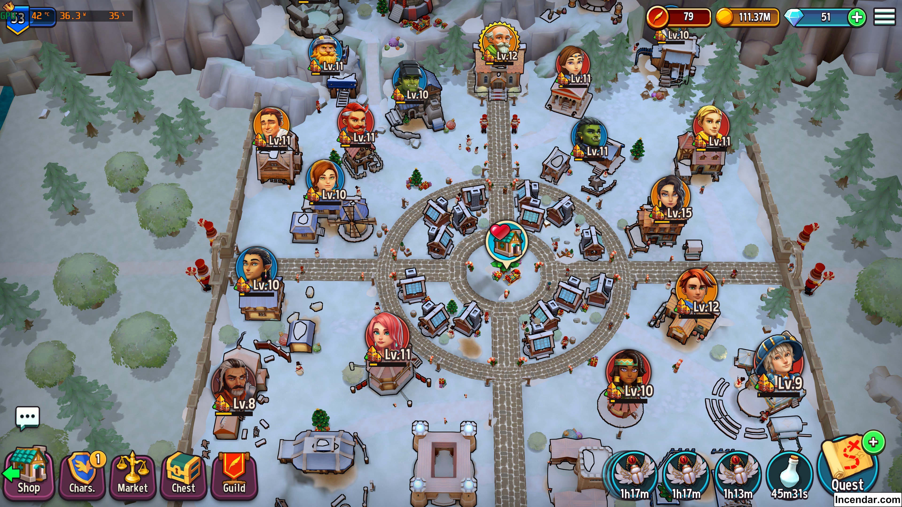 Screenshot 4k Image Shop Titans Game Zoomed Out Town Center Snow Covered Christmas