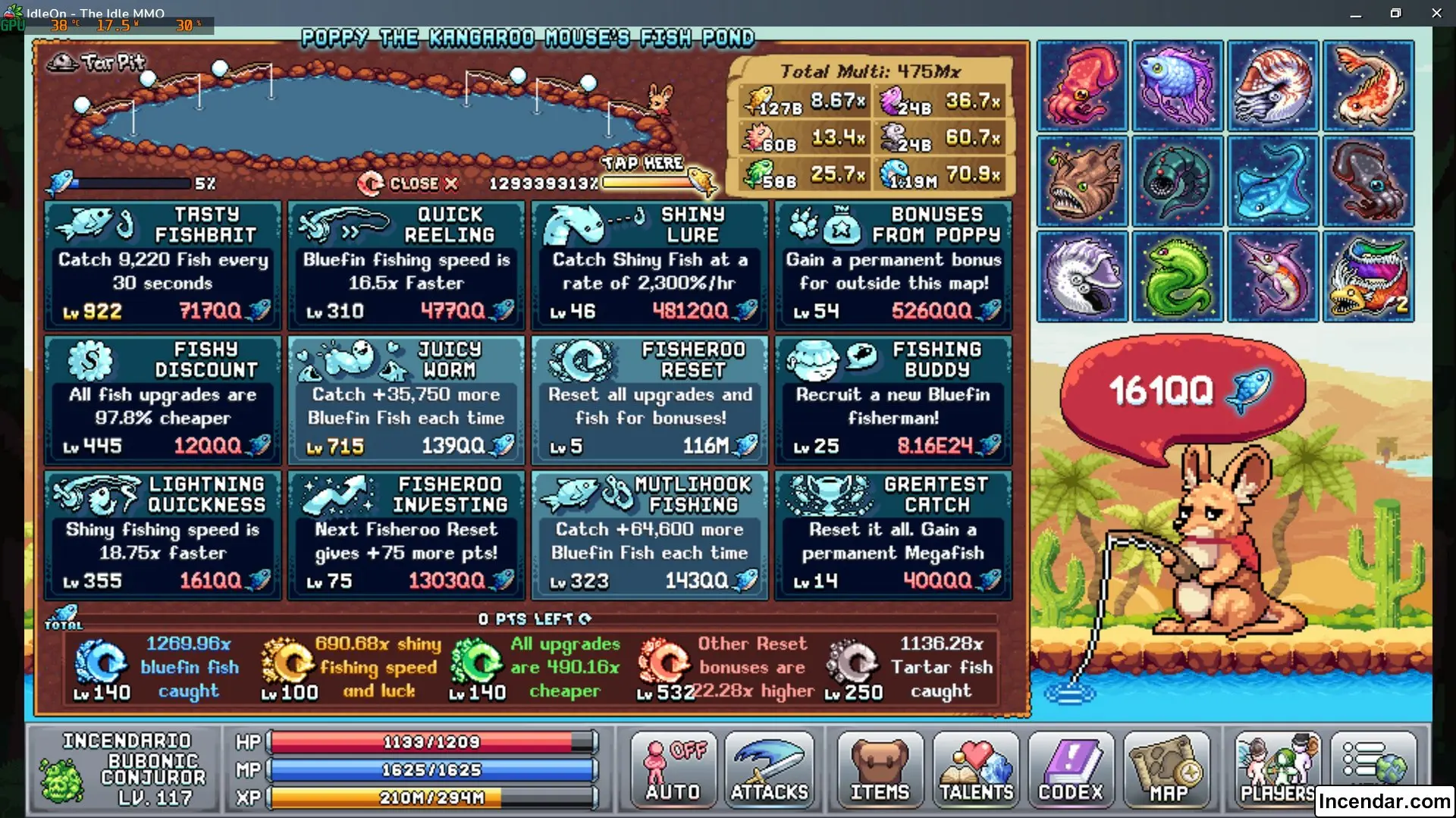 Image Of Ideal choices for the game Poppy the Kangaroo Mouse's Fish Pond in IdleOn World 2