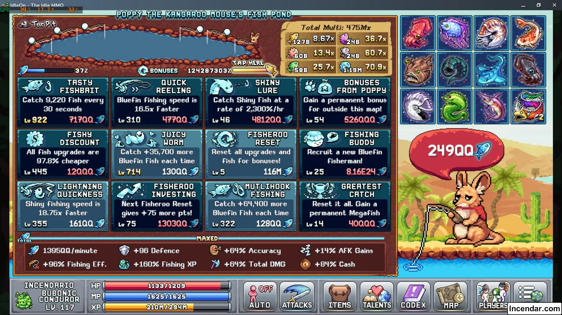 Image Of Mega Fish 14 Sample Screen for the game Poppy the Kangaroo Mouse's Fish Pond in IdleOn World 2