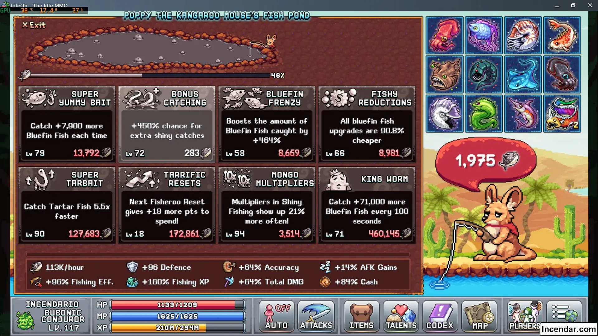 Image Of Mega Fish 14 Sample Screen for the game Poppy the Kangaroo Mouse's Fish Pond in IdleOn World 2