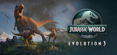 a small Image of Jurassic World Evolution 3 video game logo and a link to it's Steam Store page