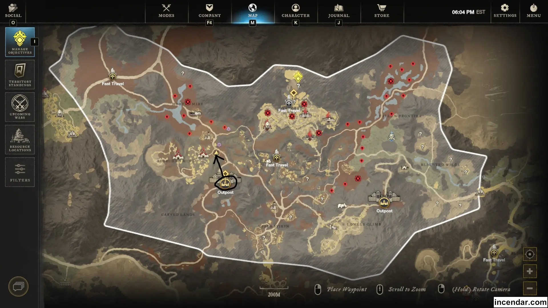  elite chest run world tour guide mines scorched mines1.webp location in New World