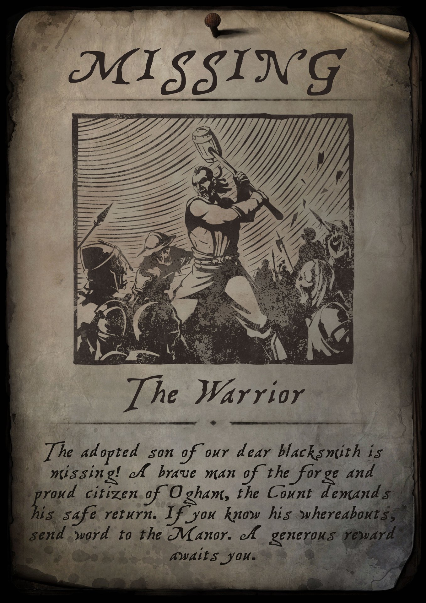 The Warrior class description from in game wanted poster in in Ogham - Path of Exile 2