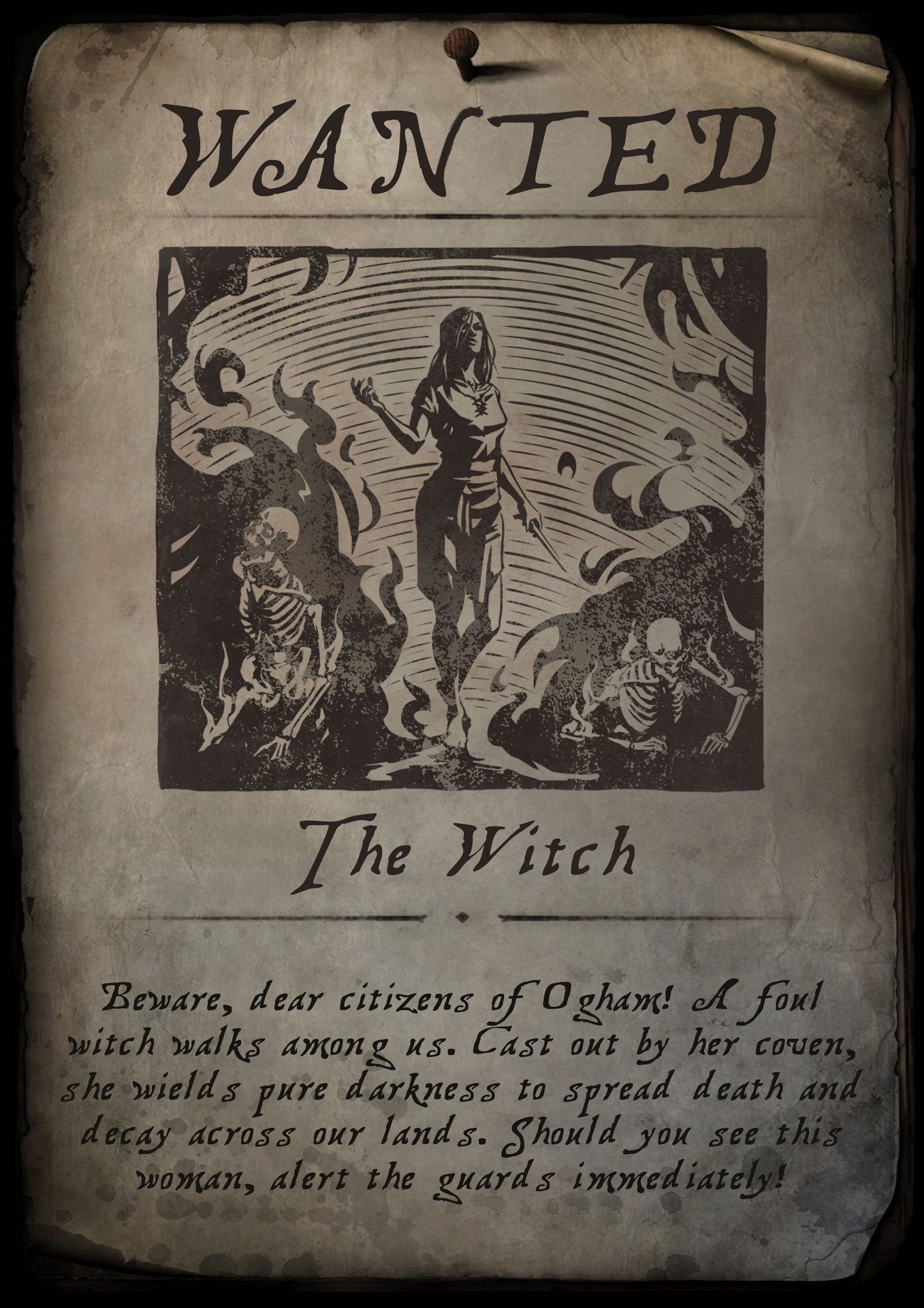 The Witch class description from in game wanted poster in in Ogham - Path of Exile 2