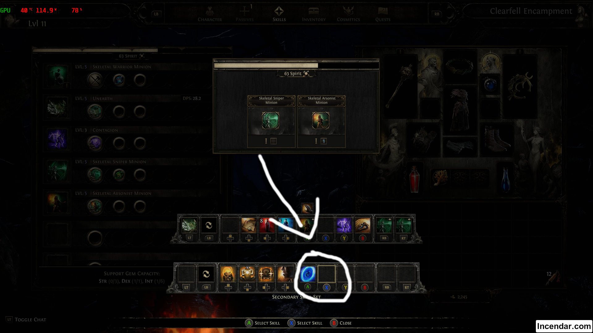 How to Set up Town Portal on Controlle in Path of Exile 2: Step 2: Press X or Square on PS5 Controller and Pick a Slot