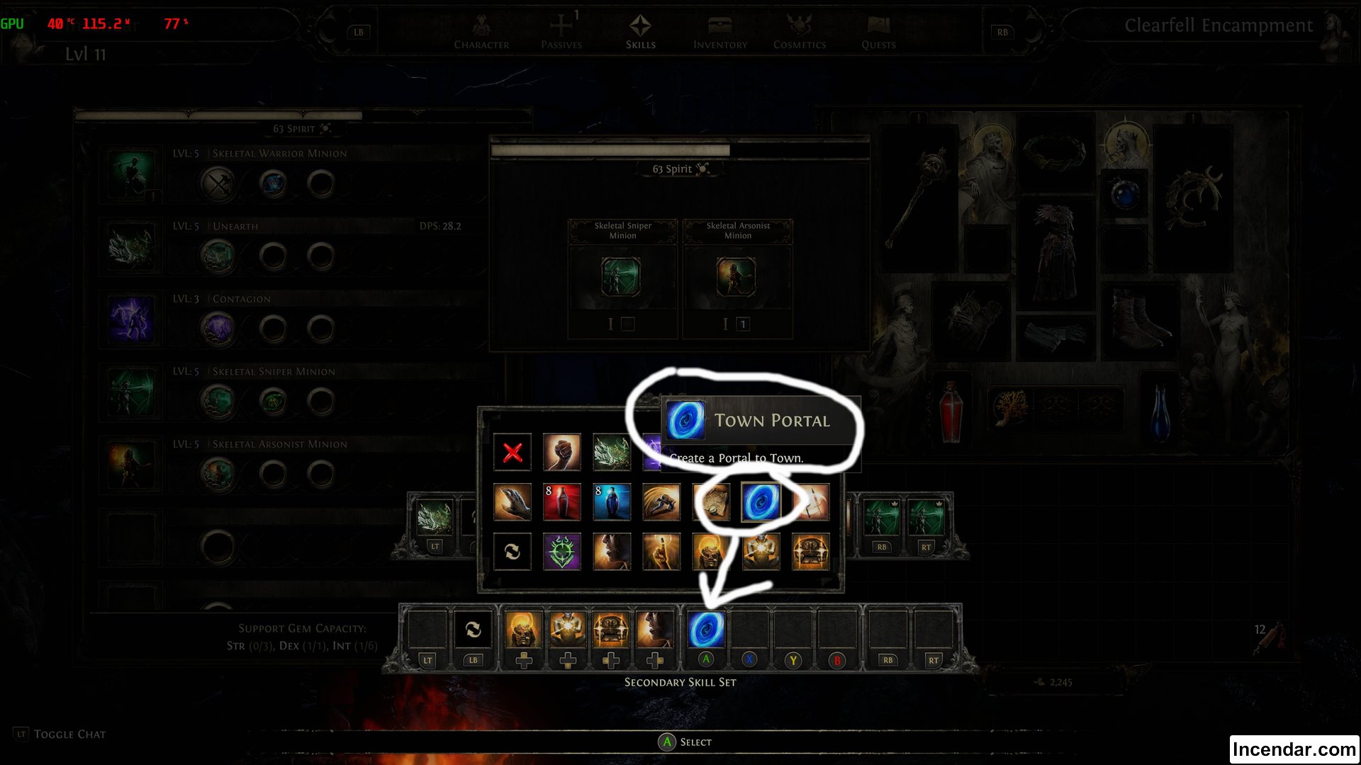 Step 3: Pick a Slot then Select Town Portal - Done!