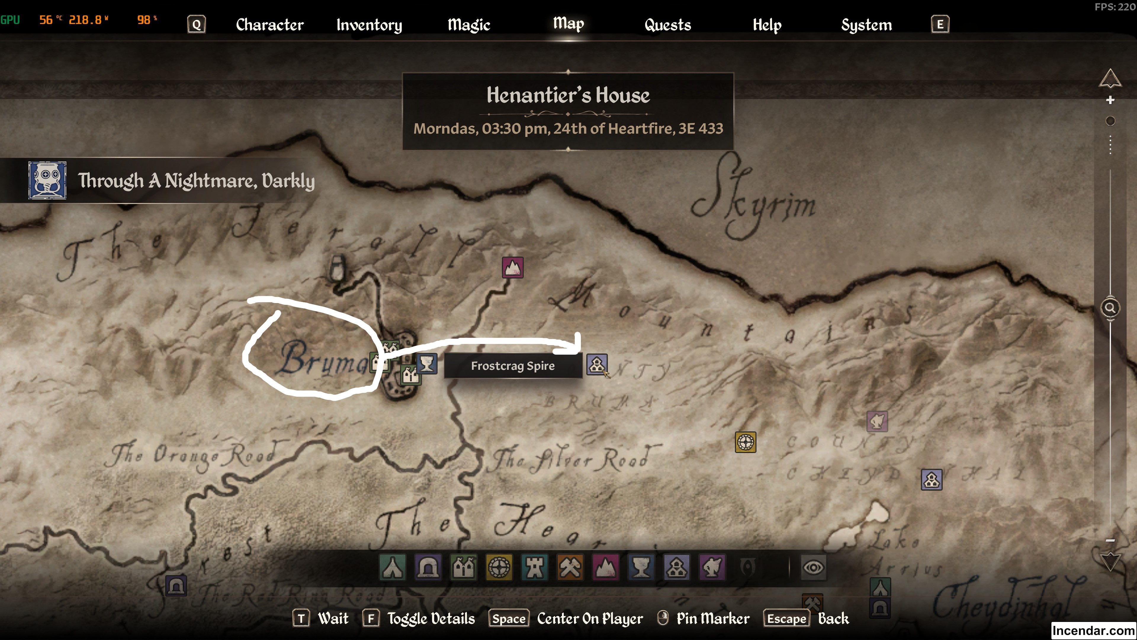 Map to Frostcrag Spire DLC house location